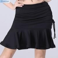 ราคา Qsuccua กระโปรงสั้น แบบผูกเชือก ผ่าข้าง ลายก้างปลา สําหรับผู้ใหญ่ เต้นรําละติน (23680784528)
