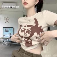 ราคา ใหม่ผู้หญิงเสื้อครอปแขนสั้นพิมพ์ลายสไตล์วินเทจ เสื้อเอวลอยพิมพ์ลาย เสื้อ แฟชั่น ผู้หญิง เสื้อยืด (14498945431)