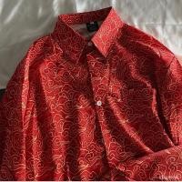 ราคา คลังสินค ้ าพร ้ อม เสื ้ อเชิ ้ ตแขนยาวพิมพ ์ ลายดอกไม ้ สีแดง Xiangyun (25630431461)