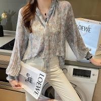 ราคา เสื้อเชิ้ตแขนยาว คอวี ผ้าชีฟอง ทรงหลวม สําหรับผู้หญิง (20386818816)