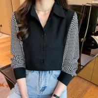 ราคา พร้อมส่ง เสื้อเบลาส์ แขนยาว ผ้าชีฟอง คอปก (19786774258)