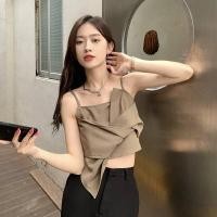 ราคา พร้อมส่ง เสื้อครอปแต่งโบ สายเดี่ยวเอวลอย น่ารัก ใส่สบาย (16878832839)