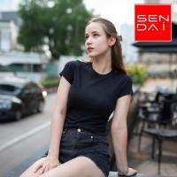 ราคา SENDAI เสื้อครอป คอซก สีดำ รุ่น babytee round neck collection (25452473959)