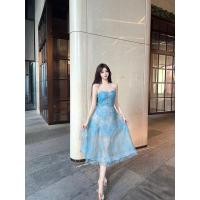 ราคา คลังสินค ้ าพร ้ อม Light Luxury Minority Lace สามมิติดอกไม ้ เลื ่ อม Tube Top Dress (24876969793)