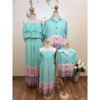 ราคา ชุดครอบครัวผ้ามัดย้อม เดรสทรงเปิดไหล่ โทนสีมินิมอล ใส่เที่ยวทะเล รอย้อม 2 3 วัน ใช้ด่วนทักแชท (25254896605)