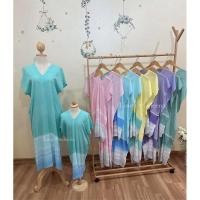 ราคา ชุดคู่แม่ลูกสาว ผ้ามัดย้อมพริ้วๆ สีพาสเทล ใส่ไปทะเล (25104145876)