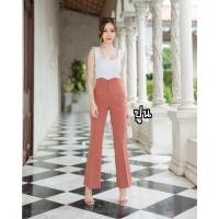 ราคา กางเกงขาม้าเอวสูงขอบเอวแต่งหยักผ้าไอวี่ป้ายINTREND (24777044687)