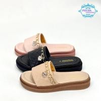 ราคา New Arrival พร้อมส่งรองเท้าแตะแฟชั่นสีพื้นแต่งโซ่ห้อยตุ้งติ้งดอกไม้พื้นนิ่มมากงานแพทเทิร์นเป๊ะน้ำหนักเบาสวมใส่สบายย (15269905070)