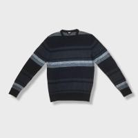 ราคา Uniqlo เสื้อสเวตเตอร์ ไซส์ S ลายขวาง คอกลม สีดำ เทา ขาว มือสอง (22141132055)