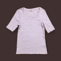 ราคา Uniqlo เสื้อยืด ไซส์ M ผ้าร่อง สีชมพูนู้ด มีตำหนิ มือสอง (20574531103)
