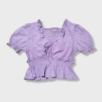 ราคา เสื้อครอป คอวี แขนตุ๊กตา เปิดหลัง สีม่วงอ่อน มือสอง (19788711069)