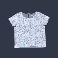 ราคา Global Work เสื้อยืด ไซส์ S สีเทา แต่งลูกไม้ สีขาว ด้านหน้า มือสอง (24869513087)