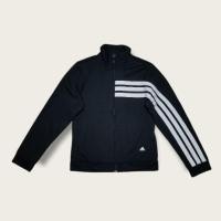 ราคา Adidas เสื้อแจ็คเก็ต ไซส์ S สีดำ สามแถบ ผ้าวอร์ม มือสอง (23388368924)