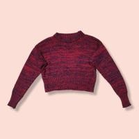 ราคา เสื้อสเวตเตอร์ ไหมพรม หนา สีแดง ทรงครอป มือสอง (12399906965)