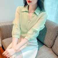 ราคา เสื้อโปโล แขนสามส่วน ผ้าชีฟอง ทรงหลวม สไตล์เกาหลี แฟชั่นฤดูร้อน สําหรับผู้หญิง (25414715603)