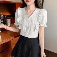 ราคา เสื้อเชิ้ตแขนสั้น คอวี ผ้าชีฟอง แต่งกระดุม ทรงหลวม สไตล์จีนเรโทร แฟชั่นฤดูร้อน (25264681322)