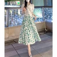 ราคา เกาหลีชีฟองยาวกลางกระโปรงสั้นเดรสลายดอก (24509968355)