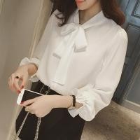 ราคา เสื้อเชิ้ตแขนยาว ผ้าชีฟอง ประดับโบว์ สไตล์เกาหลี พลัสไซซ์ สําหรับผู้หญิง (24415553191)