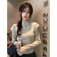 ราคา เสื้อยืดแขนยาว คอปก เข้ารูป แต่งกระดุม สไตล์จีนเรโทร แฟชั่นฤดูร้อน สําหรับผู้หญิง (24319994430)