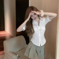 ราคา เสื้อเชิ้ต เอวลอย เซ็กซี่ สีขาว สําหรับผู้หญิง (22323526927)