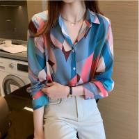 ราคา เสื้อเชิ้ตแขนยาว ผ้าชีฟอง พิมพ์ลาย สไตล์เกาหลี แฟชั่นสําหรับผู้หญิง (12970168847)