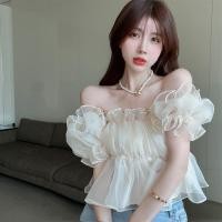 ราคา เสื้อชีฟอง แขนพัฟ เปิดไหล่ข้างเดียว เซ็กซี่ สําหรับผู้หญิง (23829965640)