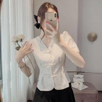 ราคา เสื้อเบลาส์ คอวี เอวลอย ติดกระดุม สไตล์จีนย้อนยุค สําหรับผู้หญิง (22775283564)