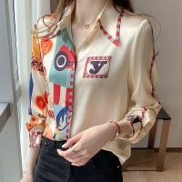 ราคา เสื้อเชิ้ต ผ้าซาติน ผ้าชีฟอง พิมพ์ลาย สําหรับผู้หญิง (25464793379)
