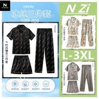 ราคา ชุดนอน เสื้อแขนสั้น กางเกงขาสั้น ผ้าไหมซาติน พลัสไซซ์ เหมาะกับฤดูร้อน สําหรับผู้ชาย ไซซ์ L 3XL 3 ชิ้น (21290217488)