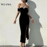 ราคา Weania ชุดเดรสยาว เปิดไหล่ แขนสั้น เปิดหลัง เอวสูง สําหรับผู้หญิง (22449853217)