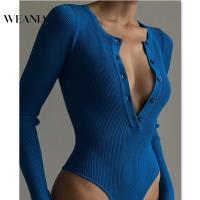 ราคา Weania ชุดบอดี้สูทถัก แขนยาว คอวี ติดกระดุม เข้ารูป เซ็กซี่ สําหรับผู้หญิง (23855091809)