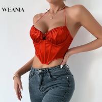 ราคา Weania ผู้หญิง เซ็กซี่ ฤดูร้อน ตัดต่ํา เชือกแขวนคอ ผ้าซาติน ครอป เสื้อกล้าม พร้อมกระดูก (21491189402)