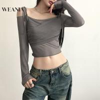 ราคา Weania เสื้อครอปแขนยาว เปิดไหล่ แฟชั่นสําหรับผู้หญิง (22949924834)