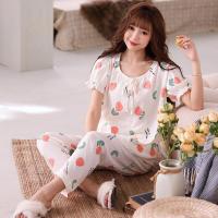 ราคา Moshy th ชุดนอนเสื้อแขนสั้น คอกลม ผ้าฝ้าย แบบนิ่ม และกางเกงขายาว ลายก้อนเมฆ สวมใส่สบาย แฟชั่นฤดูใบไม้ผลิ และฤดูร้อน สําหรับผู้หญิง (24171112671)
