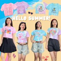 ราคา Creamystore เสื้อครอปแขนสั้นมัดย้อม สกรีนลายน่ารัก ใส่เที่ยวทะเล ป้ายHoneymood BC (24313296076)