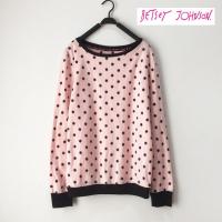 ราคา Betsey Johnson USA เสื้อสุดแสนน่ารัก สีชมพูจุดดำ ผ้าเป็นสำลีขนฟูๆ เนื้อบางเบา แต่ใส่แล้วอุ่นสบาย ผ้านุ่มมาก (5927380476)