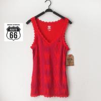 ราคา route66 ของใหม่ป้ายห้อย เสื้อกล้ามสีแดงสด ขอบลูกไม้ ผ้ายืด เนื้อผ้าไม่หนามาก พิมพ์ลายกราฟฟิก (4345650861)