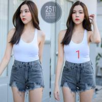 ราคา กางเกงยีนส์ขาสั้น แต่งสะกิด ตัดปลายขา โทนสีดำ (3091795196)