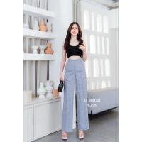 ราคา กางเกงกระบอก ซิปหลัง ดีเทลตีเกล็ดหน้า ทรงสวย เอวสูง เก็บพุงได้ดี (24903722579)