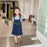 ราคา Aria เสื้อยืด แขนสั้น แต่งขอบเชื้อรา และกระโปรงยีน แต่งลูกไม้ แฟชั่นสําหรับเด็กผู้หญิง (22775275169)