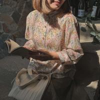 ราคา katji taru taru แขนยาวคอจีนผ้าลาย เนื้อผ้าเบาสบายมาก (4214560292)