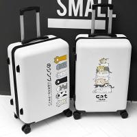 ราคา กระเป๋าเดินทาง 20 24นิ้ว รุ่นซิปล็อครหัสได้ วัสดุABS PC ทนทานเป็นพิเศษ 8ล้อคู่360องศา กระเป๋าเดินทางลายการ์ตูน (24854696549)