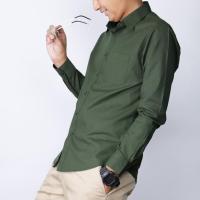 ราคา เสื้อเชิ้ตแขนยาวคอปกสีเขียวเข้ม SIZE M 5XL ผ้าoxford มีไซส์เล็ก ใหญ่มาก มีกระเป๋า (7119363033)