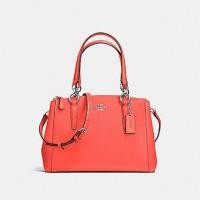 ราคา Coach แท้ มือหนึ่ง ตำหนิเบา สีส้ม MINI CHRISTIE CARRYALL IN CROSSGRAIN LEATHER COACH F36704 (8655178738)