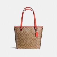 ราคา แท้ มือหนึ่ง ตำหนิเบา Coach ZIP TOP TOTE IN SIGNATURE COATED CANVAS COACH F23867 F58294 (23484485516)