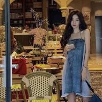 ราคา denim เกาะอกยีนส์ เสื้อผ้าสตรีระดับไฮเอนด์ของฝรั่งเศส สไตล์เย็น อารมณ์ ชุดยีนส์ bandeau หลวมย้อนยุค ฤดูร้อน (26751679438)