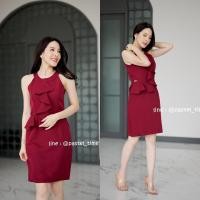 ราคา Alice Ruffle Dress สีแดงเลือดหมู Made by Pastel Time (7780904312)