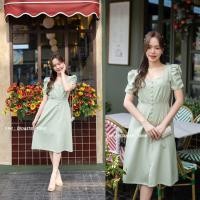 ราคา Bestie Button Dress สีเขียวมัทฉะ (23976071269)