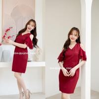 ราคา Vela off shoulder dress สีแดงเลือดหมู (25470436315)
