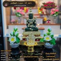 ราคา แจกันดอกบัวหลวงประดิษฐ์ ข้างละ 7 ดอก จัดลงกระถางเบญจรงค์ ความสูงรวม 6 5 นิ้ว (23273488779)